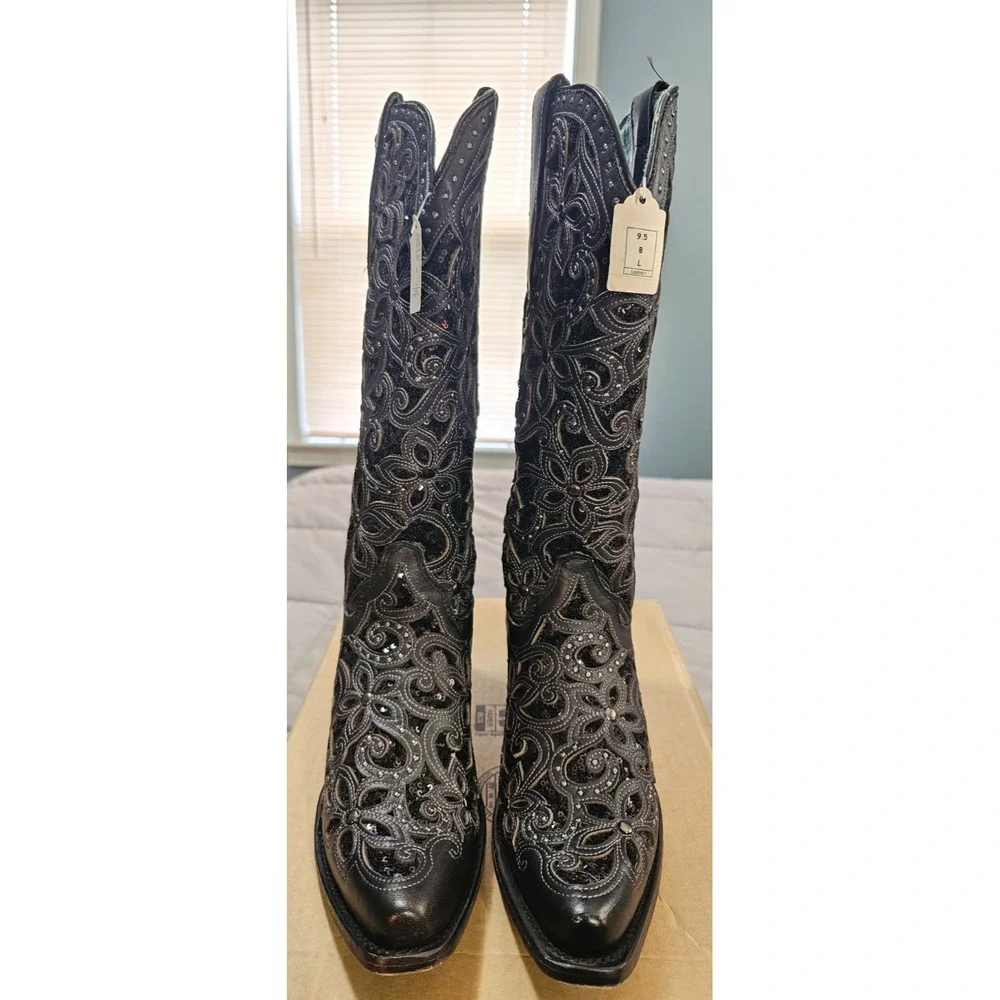 Corral® (Women's 9.5 M) Floral Overlay Diamonds & Crystals Western Boot - $300
